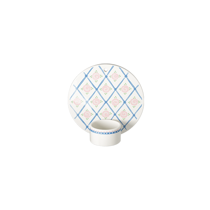 Bjørn Wiinblad Dora Tealight Holder, Blue Harlequin, Ø: 5.1" By Bjorn Wiinblad