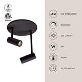 Black Downey 1-in 2-Head Semi-Flush Mount By Kuzco with Light Source