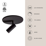 Black Downey 1-in Semi-Flush Mount By Kuzco with Light Source