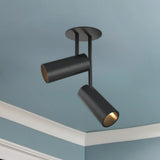 Black Downey 2-in 2-Head Semi-Flush Mount By Kuzco in Room