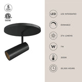 Black Downey 2-in Semi-Flush Mount By Kuzco with Light Source