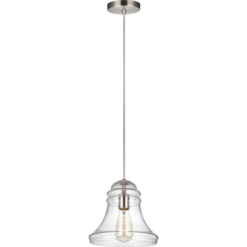 Doyle Mini Pendant — 9 3/4", Clear, Satin Nickel