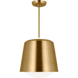 Draper Pendant — 12", Milk, Burnished Brass