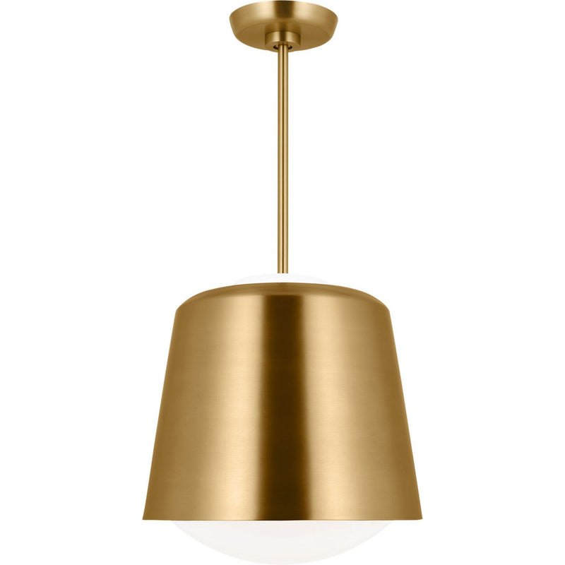 Draper Pendant — 12", Milk, Burnished Brass