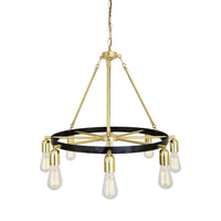 Duleek Chandelier - Polished Brass & Matt Black Ring