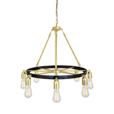 Duleek Chandelier - Polished Brass & Matt Black Ring