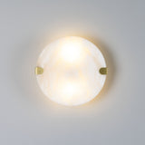 Dundee Circular Alabaster Wall Light Satin Brass
