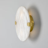 Dundee Circular Alabaster Wall Light Satin Brass