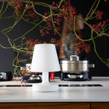 Edison The Petit Table Lamp - White, on a kitchen counter