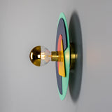 Earth Colourful Disc Wall Light - Polished Brass