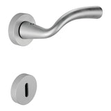 Edo Door Lever in Satin Chrome angled view by Colombo Design