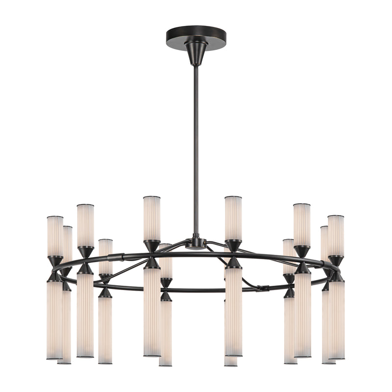 Edwin Chandelier Urban Bronze Frosted Ribbled Glass By Alora