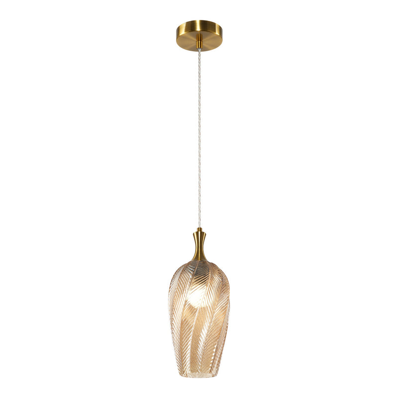 Eesha Pendant 6 Inch Aged Gold Brass + Amber Glass