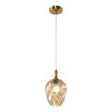 Eesha Pendant 8 Inch Aged Gold Brass + Amber Glass