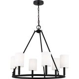 Egmont Chandelier — 28", White Linen, Midnight Black
