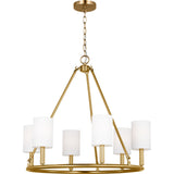 Egmont Chandelier — 28", White Linen, Satin Brass