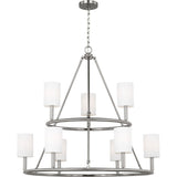 Egmont Chandelier — 36", White Linen, Brushed Steel