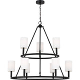 Egmont Chandelier — 36", White Linen, Midnight Black