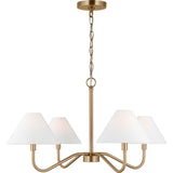 Eldon Chandelier — 29 1/2", White Linen, Satin Brass