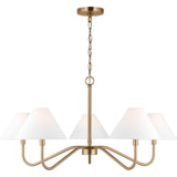 Eldon Chandelier — 34", White Linen, Satin Brass