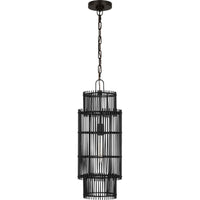 Elio Shade Chandelier — 10", Natural Bamboo Black, Aged Iron