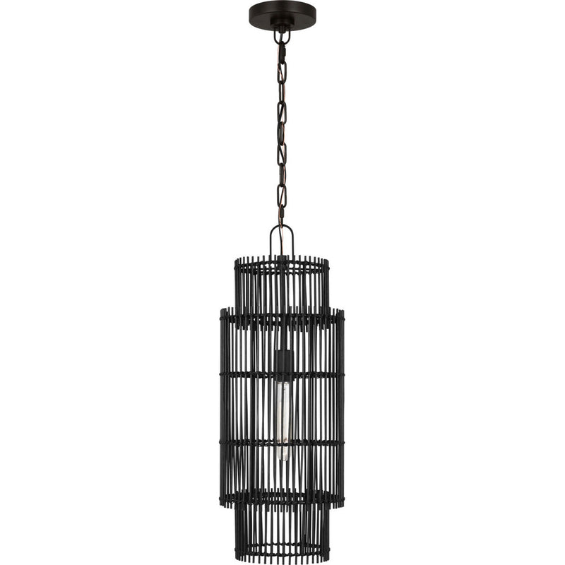 Elio Shade Chandelier — 10", Natural Bamboo Black, Aged Iron