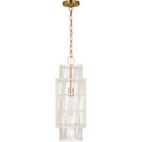 Elio Shade Chandelier — 10", Natural Bamboo White Wash, Burnished Brass