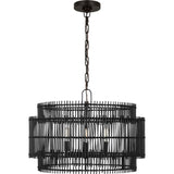 Elio Shade Chandelier — 23", Natural Bamboo Black, Aged Iron