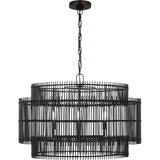 Elio Shade Chandelier — 30", Natural Bamboo Black, Aged Iron