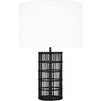 Elio Table Lamp — 16 1/2", White Linen, Aged Iron