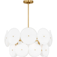 Emery Chandelier — 23 7/8", Silk Screen White Inside Clear Outside, Burnished Brass