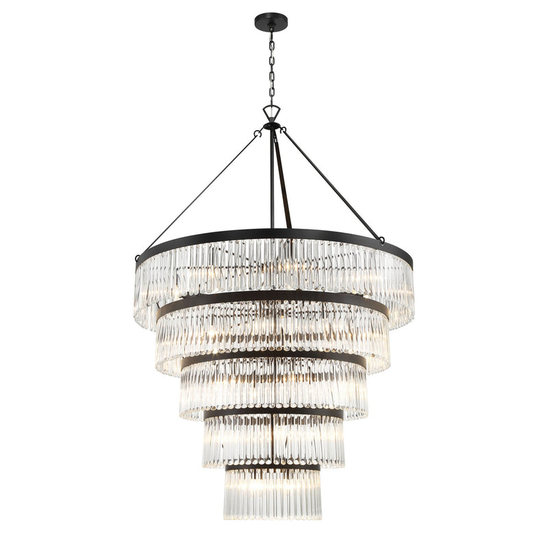 Emory Four-Tier Chandelier 48'' Black Forged