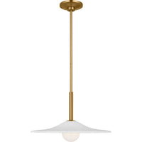 Endicott Pendant — 16", Milk, Burnished Brass