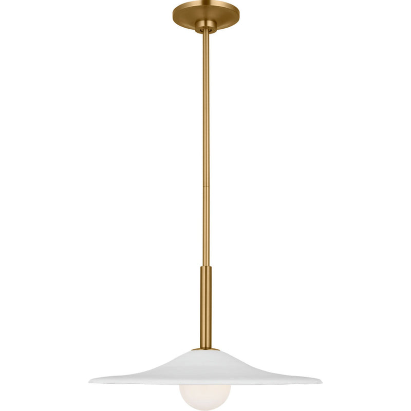 Endicott Pendant — 16", Milk, Burnished Brass