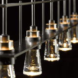 Erlenmeyer 5 Light Linear Suspension detail in Dark Smoke, by Hubbardton Forge