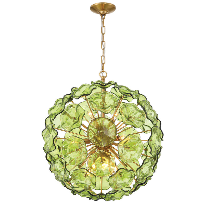 Esme 9 Light Pendant Green By Crystorama