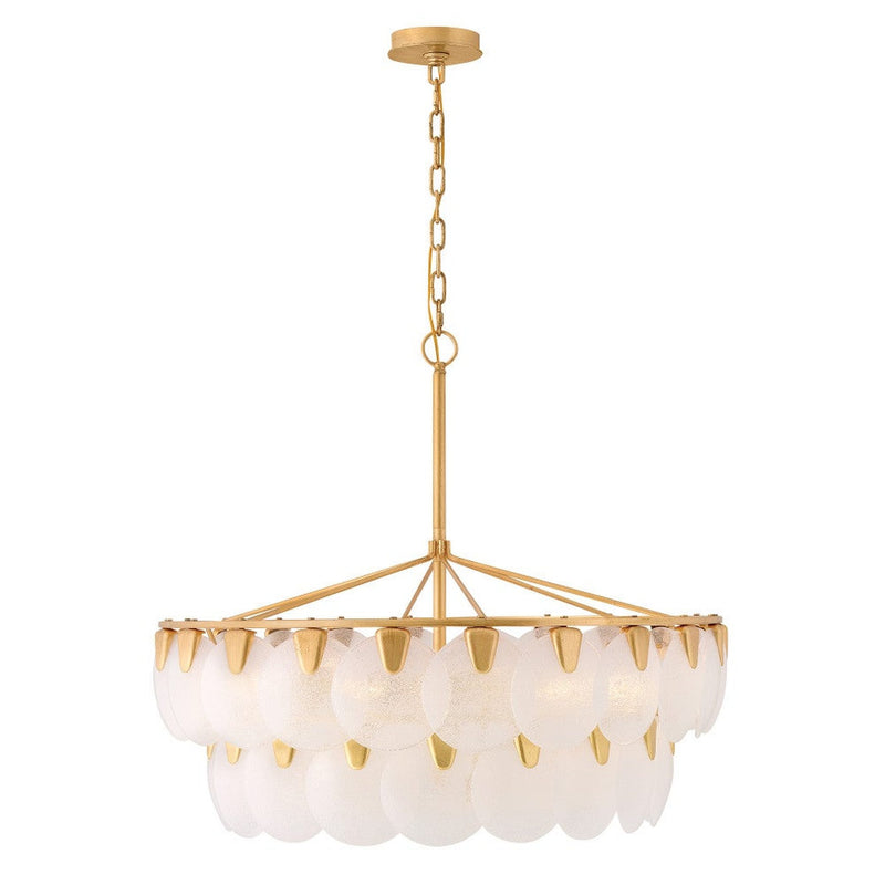 Essie Six Light Chandelier - Distressed Brass