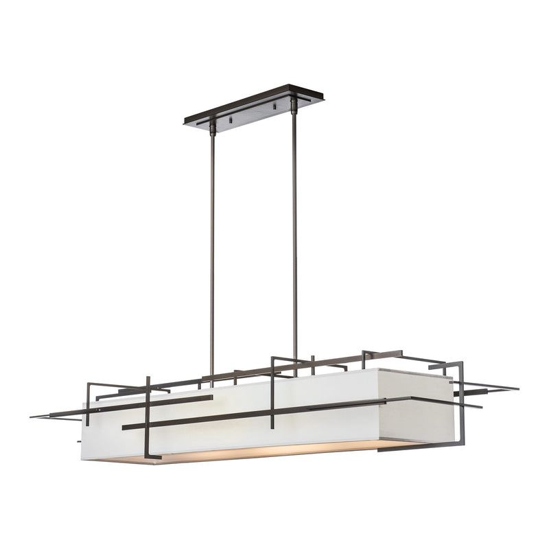 Etch Linear Suspension, shown in Bronze, Natural Anna Shade, by Hubbardton Forge