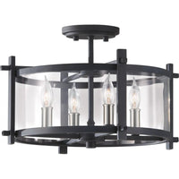 Ethan Flushmount — Antique Forged Iron / Brushed Steel