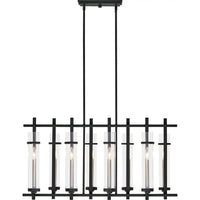 Ethan Linear Chandelier — Antique Forged Iron / Brushed Steel