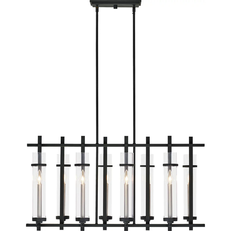 Ethan Linear Chandelier — Antique Forged Iron / Brushed Steel