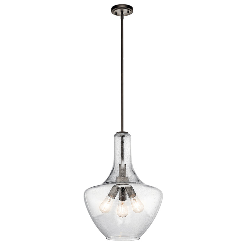 Everly 3-Light Pendant 16 Inch in Olde Bronze with Clear Seeded Glass