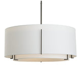 Exos Double Shade Pendant Large, shown in Natural Iron, Natural Anna Inner and Outer, by Hubbardton Forge