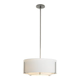 Exos Double Shade Pendant Medium, shown in Dark Smoke, Natural Anna Inner and Outer, by Hubbardton Forge