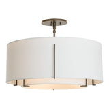 Exos Double Shade Semi-Flush Mount Medium, shown in Dark Smoke, Natural Anna Inner and Outer, by Hubbardton Forge