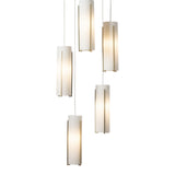 Exos Glass 5-Light Pendant, shown in Modern Brass, Opal Glass, Standard, by Hubbardton Forge