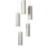 Exos Glass 5-Light Pendant, shown in Modern Brass, Opal Glass, Standard, by Hubbardton Forge