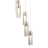 Exos Glass 5-Light Pendant, shown in Modern Brass, Clear Glass, Standard, by Hubbardton Forge