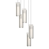 Exos Glass 5-Light Pendant in Dark Smoke, Opal Glass, Long by Hubbardton Forge