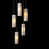 Exos Glass 5-Light Pendant detail in Modern Brass, Opal Glass, Standard, by Hubbardton Forge